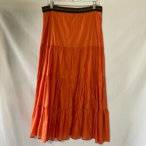 Orange Italian cotton peasant skirt